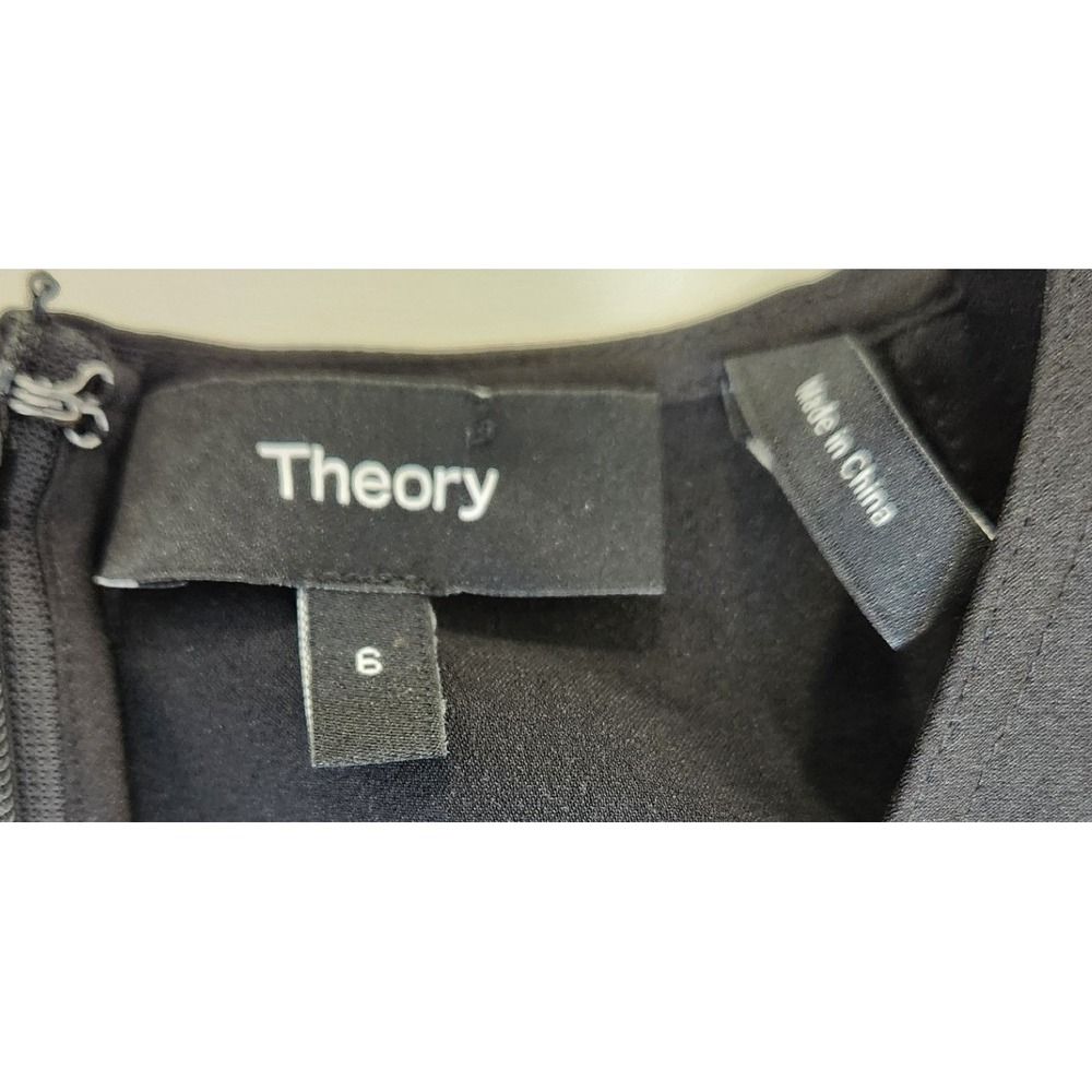 Theory Black Satin Tie Wrap Top Sleeveless V-Neck Blouse Size 6 - Picture 4 of 8